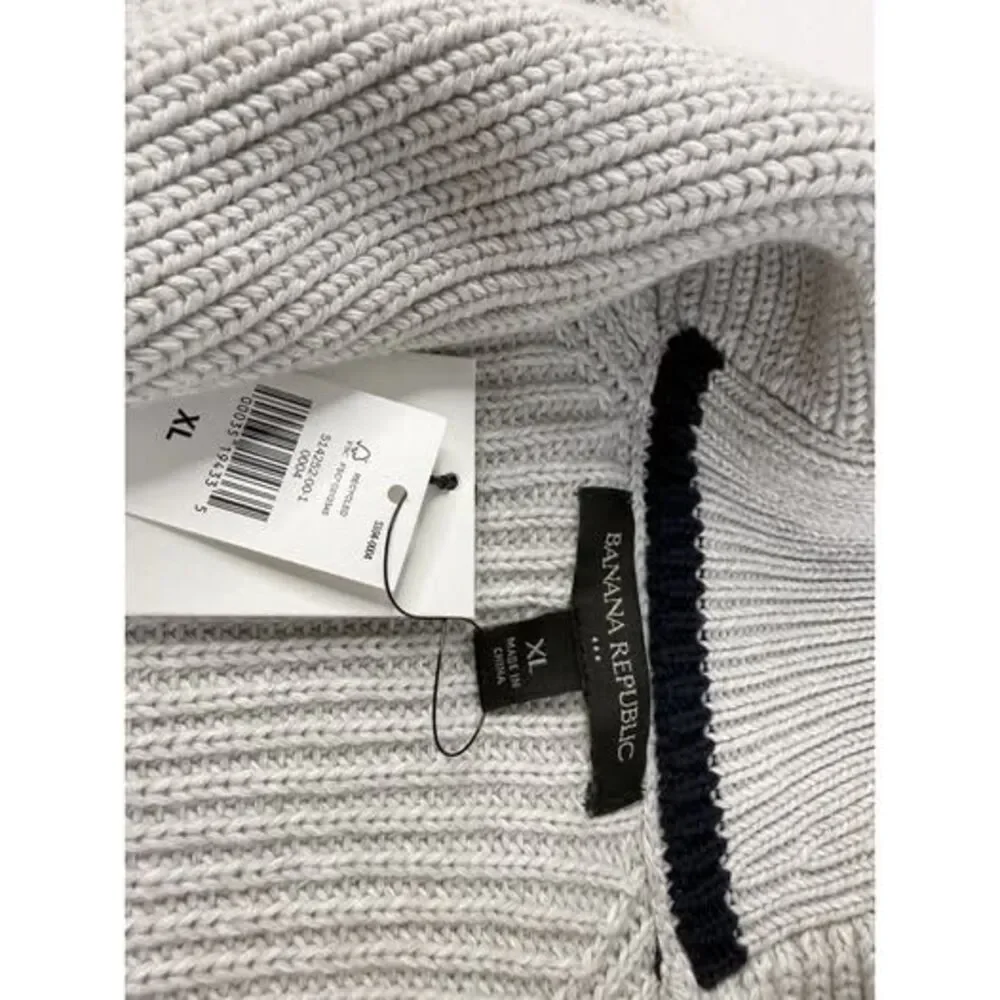 BANANA REPUBLIC Cardigan Sweater Button Shawl Collar Cotton Size XL Gray